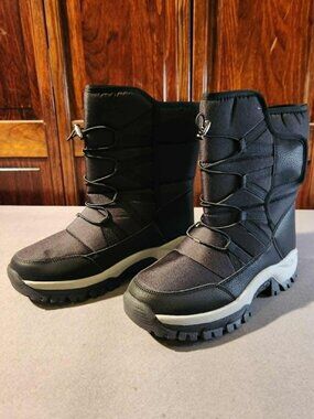 Unisex Black Insulated Winter Snow Boots – Size 43